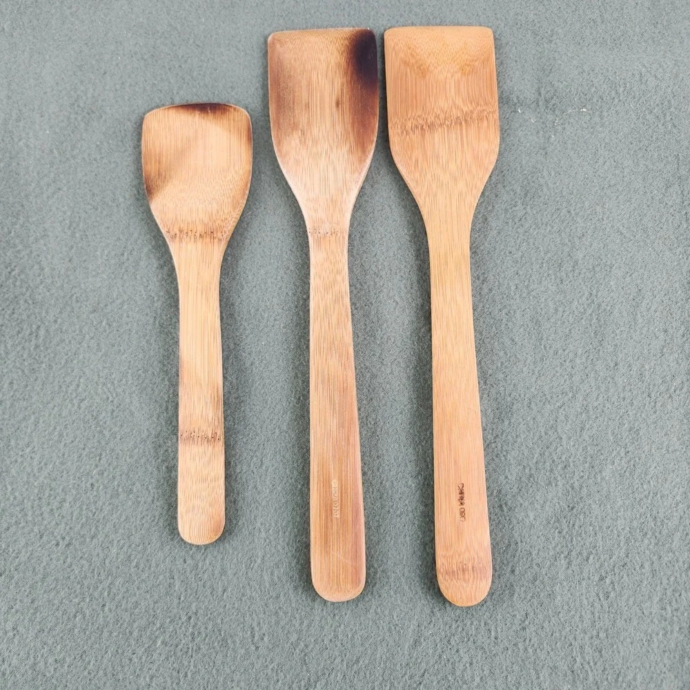 Pampered Chef Wooden Bamboo Spatulas Kitchen Utensils Cooking Baking Set of 3